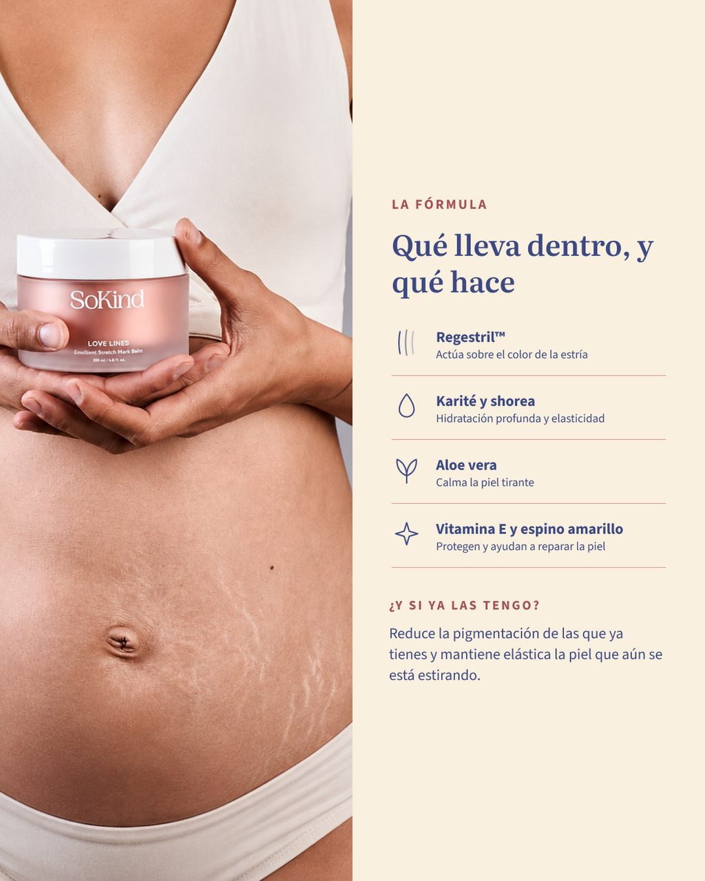 Bálsamo para estrías con Regestril™ · Love Lines de SoKind