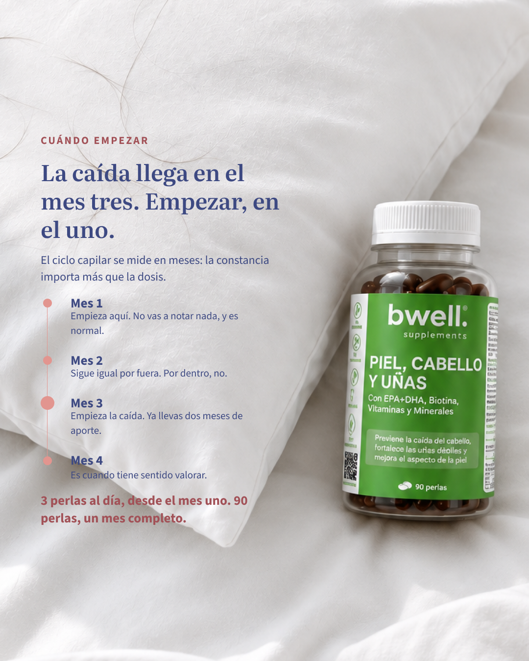 Suplemento Postparto para Cabello, Piel y Uñas con Omega-3, Biotina y Vitaminas | 90 cápsulas