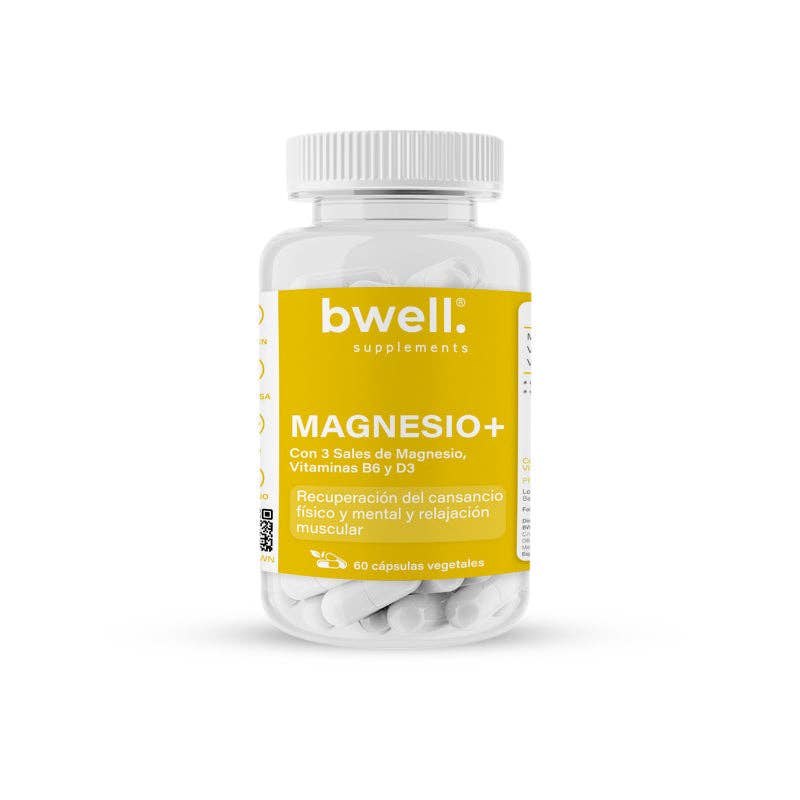 Magnesio+ | 3 sali di magnesio + vitamine B6 e D3 (riduce la stanchezza e rafforza le difese immunitarie) - 60 capsule