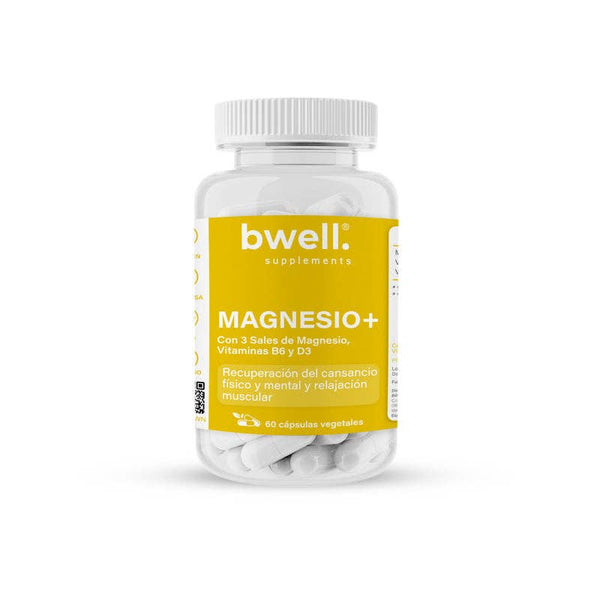 Magnesio+ | 3 Sales de Magnesio + Vitaminas B6 y D3 (Reduce la fatiga y Fortalece defensas) - 60 cápsulas