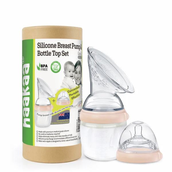 CONJUNTO (Recolhedor de leite HAAKAA desmontável de 160 ml + tetina para biberão) em silicone