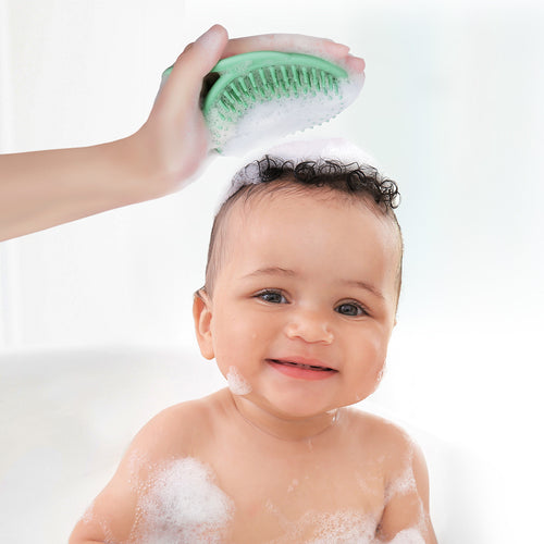 Cepillo de silicona para cuero cabelludo bebé – Masajeador y limpiador con champú suave para bebés