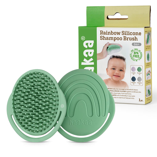 Cepillo de silicona para cuero cabelludo bebé – Masajeador y limpiador con champú suave para bebés